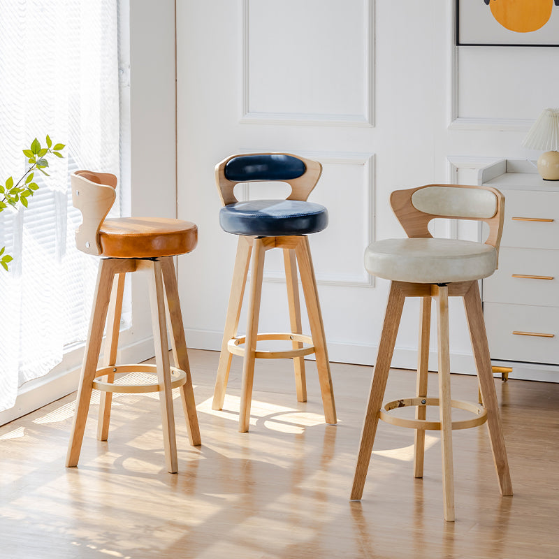 Contemporary Counter Round Bar Stool Armless Wood Bar Stool with Footrest Clearhalo 'Bar Furniture' 'Bar Stools' 'bar_stools' 'furn' 'furn_bar_stools' 'furniture_bar_stools' 'Kitchen & Dining Furniture' 'kitchen&dining_furn' 'kitchen' 'kitchen_furn' Furniture' 4296670