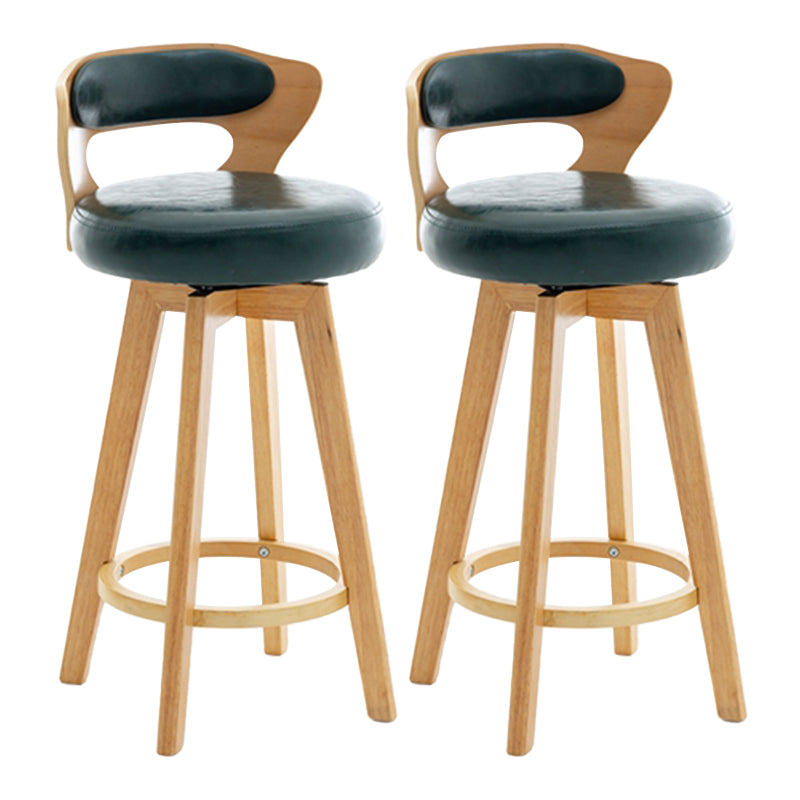 Contemporary Counter Round Bar Stool Armless Wood Bar Stool with Footrest Wood Green 2 Piece Set Clearhalo 'Bar Furniture' 'Bar Stools' 'bar_stools' 'furn' 'furn_bar_stools' 'furniture_bar_stools' 'Kitchen & Dining Furniture' 'kitchen&dining_furn' 'kitchen' 'kitchen_furn' Furniture' 4296676