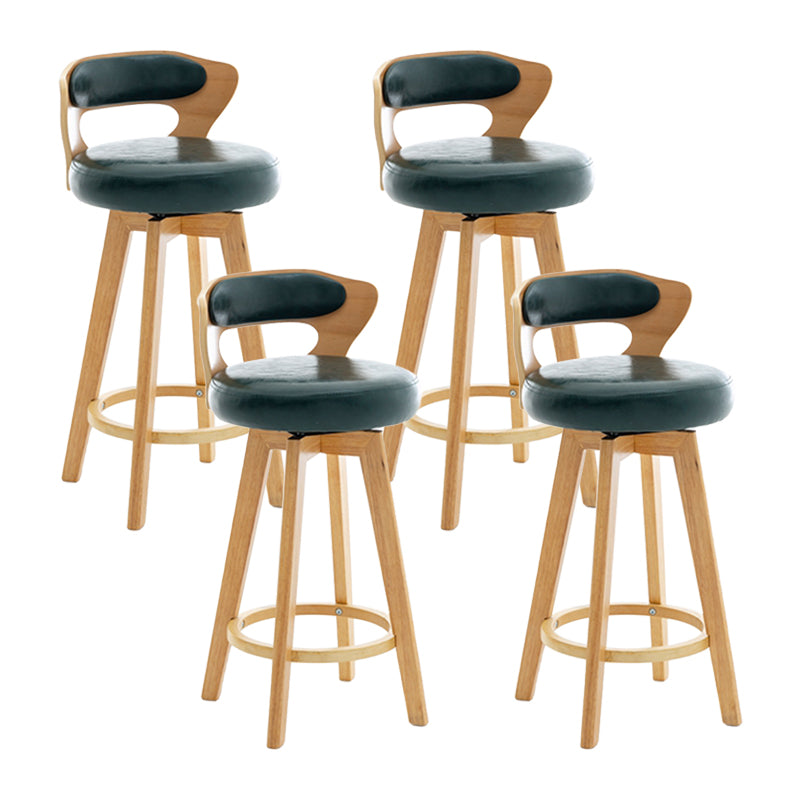 Contemporary Counter Round Bar Stool Armless Wood Bar Stool with Footrest Wood Green 4 Piece Set Clearhalo 'Bar Furniture' 'Bar Stools' 'bar_stools' 'furn' 'furn_bar_stools' 'furniture_bar_stools' 'Kitchen & Dining Furniture' 'kitchen&dining_furn' 'kitchen' 'kitchen_furn' Furniture' 4296678