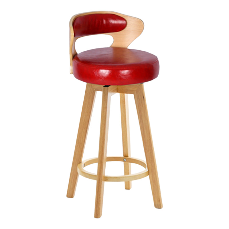 Contemporary Counter Round Bar Stool Armless Wood Bar Stool with Footrest Wood Red 1 Piece Clearhalo 'Bar Furniture' 'Bar Stools' 'bar_stools' 'furn' 'furn_bar_stools' 'furniture_bar_stools' 'Kitchen & Dining Furniture' 'kitchen&dining_furn' 'kitchen' 'kitchen_furn' Furniture' 4296680