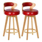 Contemporary Counter Round Bar Stool Armless Wood Bar Stool with Footrest Wood Red 2 Piece Set Clearhalo 'Bar Furniture' 'Bar Stools' 'bar_stools' 'furn' 'furn_bar_stools' 'furniture_bar_stools' 'Kitchen & Dining Furniture' 'kitchen&dining_furn' 'kitchen' 'kitchen_furn' Furniture' 4296682