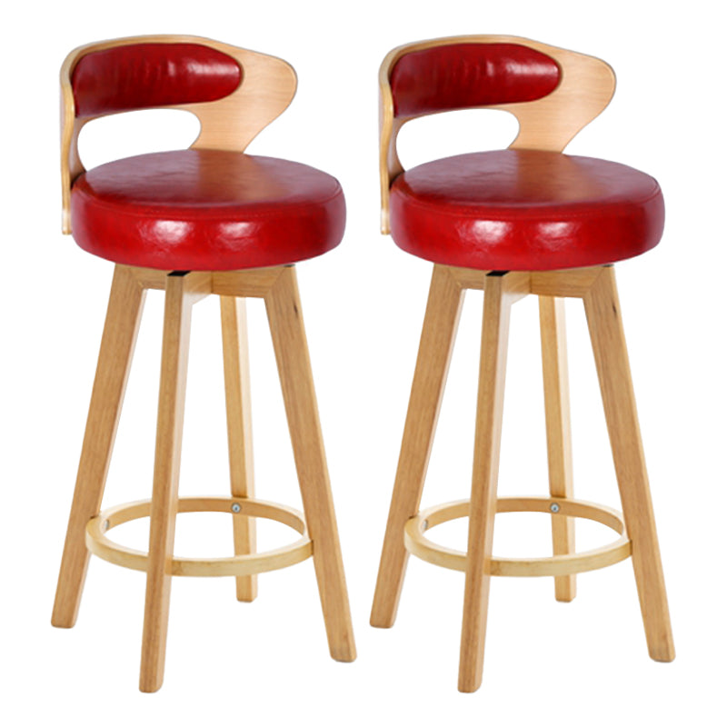 Contemporary Counter Round Bar Stool Armless Wood Bar Stool with Footrest Wood Red 2 Piece Set Clearhalo 'Bar Furniture' 'Bar Stools' 'bar_stools' 'furn' 'furn_bar_stools' 'furniture_bar_stools' 'Kitchen & Dining Furniture' 'kitchen&dining_furn' 'kitchen' 'kitchen_furn' Furniture' 4296682