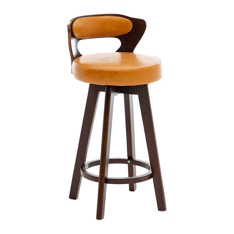Contemporary Counter Round Bar Stool Armless Wood Bar Stool with Footrest Dark Brown Orange 1 Piece Clearhalo 'Bar Furniture' 'Bar Stools' 'bar_stools' 'furn' 'furn_bar_stools' 'furniture_bar_stools' 'Kitchen & Dining Furniture' 'kitchen&dining_furn' 'kitchen' 'kitchen_furn' Furniture' 4296686