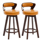Contemporary Counter Round Bar Stool Armless Wood Bar Stool with Footrest Dark Brown Orange 2 Piece Set Clearhalo 'Bar Furniture' 'Bar Stools' 'bar_stools' 'furn' 'furn_bar_stools' 'furniture_bar_stools' 'Kitchen & Dining Furniture' 'kitchen&dining_furn' 'kitchen' 'kitchen_furn' Furniture' 4296687