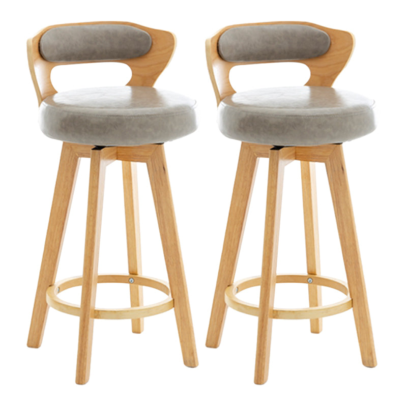 Contemporary Counter Round Bar Stool Armless Wood Bar Stool with Footrest Wood Gray 2 Piece Set Clearhalo 'Bar Furniture' 'Bar Stools' 'bar_stools' 'furn' 'furn_bar_stools' 'furniture_bar_stools' 'Kitchen & Dining Furniture' 'kitchen&dining_furn' 'kitchen' 'kitchen_furn' Furniture' 4296690