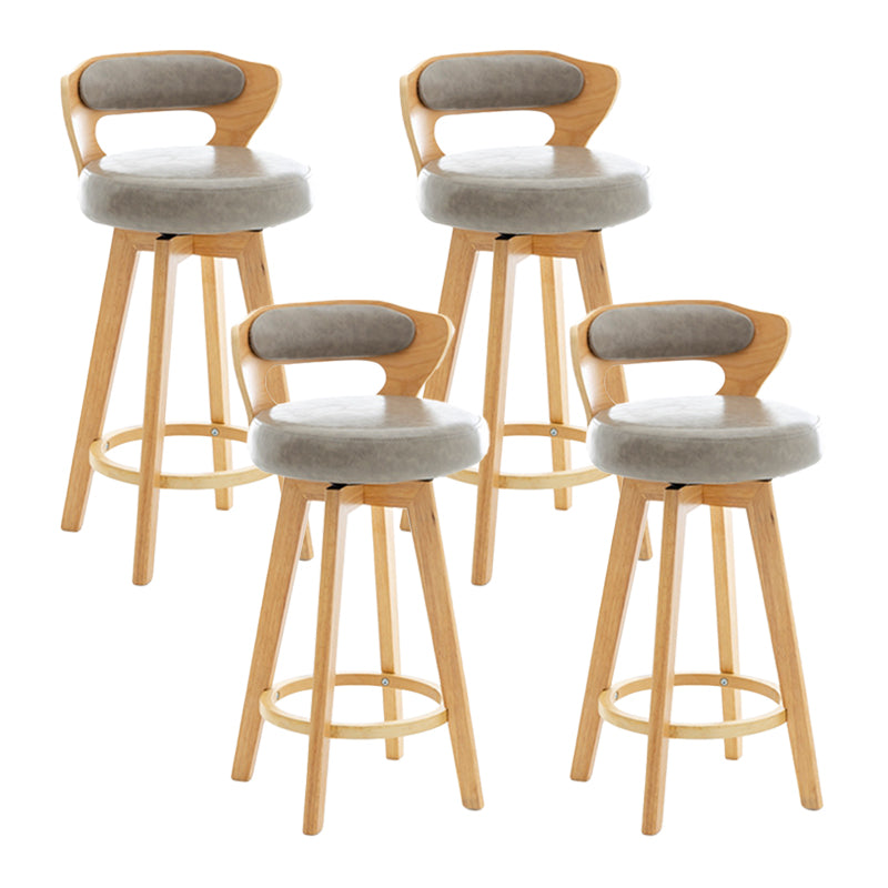 Contemporary Counter Round Bar Stool Armless Wood Bar Stool with Footrest Wood Gray 4 Piece Set Clearhalo 'Bar Furniture' 'Bar Stools' 'bar_stools' 'furn' 'furn_bar_stools' 'furniture_bar_stools' 'Kitchen & Dining Furniture' 'kitchen&dining_furn' 'kitchen' 'kitchen_furn' Furniture' 4296691