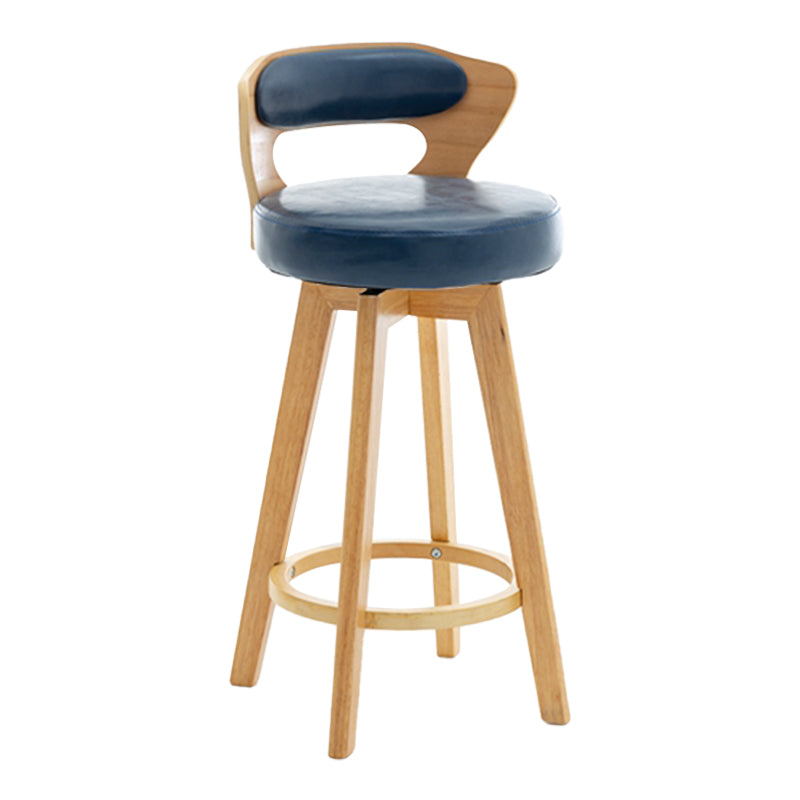 Contemporary Counter Round Bar Stool Armless Wood Bar Stool with Footrest Wood Blue 1 Piece Clearhalo 'Bar Furniture' 'Bar Stools' 'bar_stools' 'furn' 'furn_bar_stools' 'furniture_bar_stools' 'Kitchen & Dining Furniture' 'kitchen&dining_furn' 'kitchen' 'kitchen_furn' Furniture' 4296692