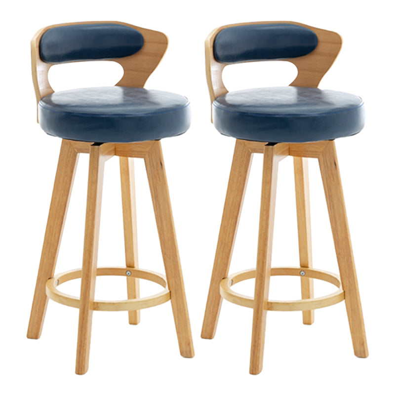 Contemporary Counter Round Bar Stool Armless Wood Bar Stool with Footrest Wood Blue 2 Piece Set Clearhalo 'Bar Furniture' 'Bar Stools' 'bar_stools' 'furn' 'furn_bar_stools' 'furniture_bar_stools' 'Kitchen & Dining Furniture' 'kitchen&dining_furn' 'kitchen' 'kitchen_furn' Furniture' 4296693