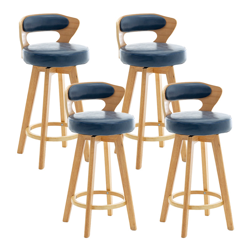 Contemporary Counter Round Bar Stool Armless Wood Bar Stool with Footrest Wood Blue 4 Piece Set Clearhalo 'Bar Furniture' 'Bar Stools' 'bar_stools' 'furn' 'furn_bar_stools' 'furniture_bar_stools' 'Kitchen & Dining Furniture' 'kitchen&dining_furn' 'kitchen' 'kitchen_furn' Furniture' 4296694