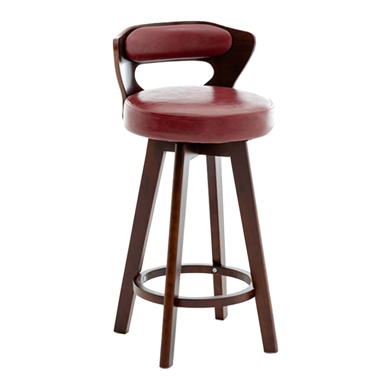 Contemporary Counter Round Bar Stool Armless Wood Bar Stool with Footrest Dark Brown Red 1 Piece Clearhalo 'Bar Furniture' 'Bar Stools' 'bar_stools' 'furn' 'furn_bar_stools' 'furniture_bar_stools' 'Kitchen & Dining Furniture' 'kitchen&dining_furn' 'kitchen' 'kitchen_furn' Furniture' 4296695