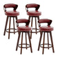 Contemporary Counter Round Bar Stool Armless Wood Bar Stool with Footrest Dark Brown Red 4 Piece Set Clearhalo 'Bar Furniture' 'Bar Stools' 'bar_stools' 'furn' 'furn_bar_stools' 'furniture_bar_stools' 'Kitchen & Dining Furniture' 'kitchen&dining_furn' 'kitchen' 'kitchen_furn' Furniture' 4296697