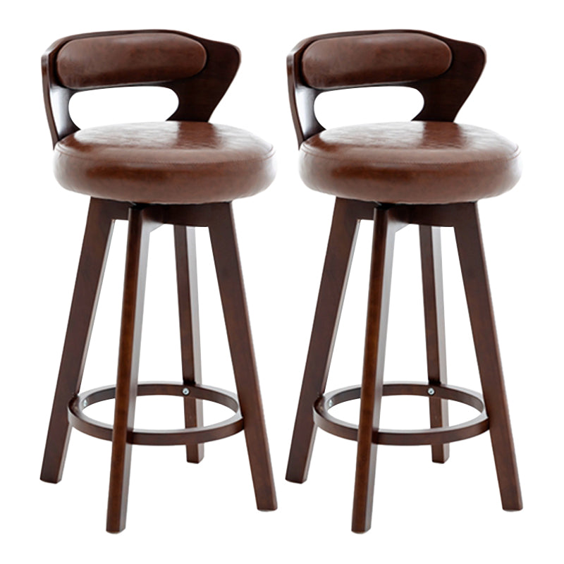 Contemporary Counter Round Bar Stool Armless Wood Bar Stool with Footrest Dark Brown Brown 2 Piece Set Clearhalo 'Bar Furniture' 'Bar Stools' 'bar_stools' 'furn' 'furn_bar_stools' 'furniture_bar_stools' 'Kitchen & Dining Furniture' 'kitchen&dining_furn' 'kitchen' 'kitchen_furn' Furniture' 4296702