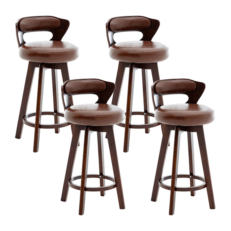 Contemporary Counter Round Bar Stool Armless Wood Bar Stool with Footrest Dark Brown Brown 4 Piece Set Clearhalo 'Bar Furniture' 'Bar Stools' 'bar_stools' 'furn' 'furn_bar_stools' 'furniture_bar_stools' 'Kitchen & Dining Furniture' 'kitchen&dining_furn' 'kitchen' 'kitchen_furn' Furniture' 4296703