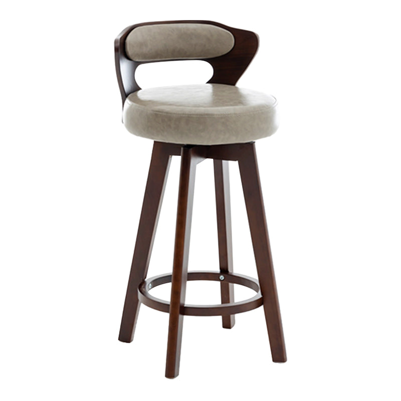 Contemporary Counter Round Bar Stool Armless Wood Bar Stool with Footrest Dark Brown Gray 1 Piece Clearhalo 'Bar Furniture' 'Bar Stools' 'bar_stools' 'furn' 'furn_bar_stools' 'furniture_bar_stools' 'Kitchen & Dining Furniture' 'kitchen&dining_furn' 'kitchen' 'kitchen_furn' Furniture' 4296704