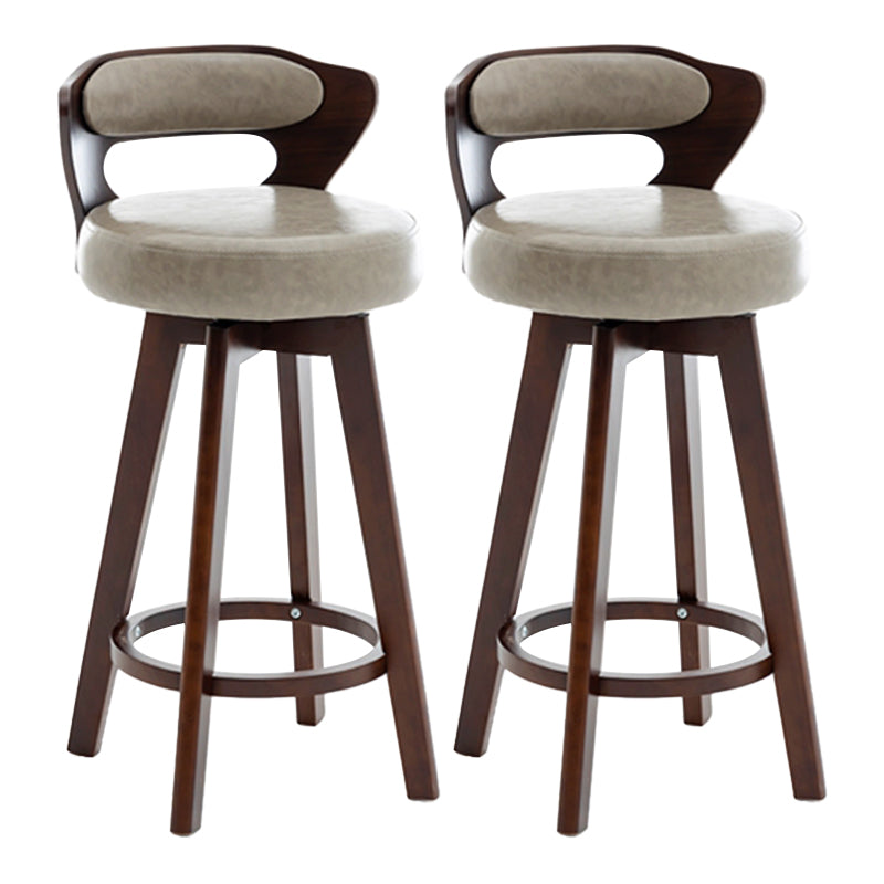 Contemporary Counter Round Bar Stool Armless Wood Bar Stool with Footrest Dark Brown Gray 2 Piece Set Clearhalo 'Bar Furniture' 'Bar Stools' 'bar_stools' 'furn' 'furn_bar_stools' 'furniture_bar_stools' 'Kitchen & Dining Furniture' 'kitchen&dining_furn' 'kitchen' 'kitchen_furn' Furniture' 4296705