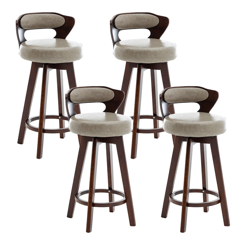Contemporary Counter Round Bar Stool Armless Wood Bar Stool with Footrest Dark Brown Gray 4 Piece Set Clearhalo 'Bar Furniture' 'Bar Stools' 'bar_stools' 'furn' 'furn_bar_stools' 'furniture_bar_stools' 'Kitchen & Dining Furniture' 'kitchen&dining_furn' 'kitchen' 'kitchen_furn' Furniture' 4296706