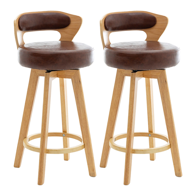 Contemporary Counter Round Bar Stool Armless Wood Bar Stool with Footrest Wood Brown 2 Piece Set Clearhalo 'Bar Furniture' 'Bar Stools' 'bar_stools' 'furn' 'furn_bar_stools' 'furniture_bar_stools' 'Kitchen & Dining Furniture' 'kitchen&dining_furn' 'kitchen' 'kitchen_furn' Furniture' 4296708
