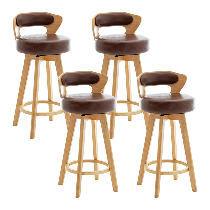 Contemporary Counter Round Bar Stool Armless Wood Bar Stool with Footrest Wood Brown 4 Piece Set Clearhalo 'Bar Furniture' 'Bar Stools' 'bar_stools' 'furn' 'furn_bar_stools' 'furniture_bar_stools' 'Kitchen & Dining Furniture' 'kitchen&dining_furn' 'kitchen' 'kitchen_furn' Furniture' 4296709