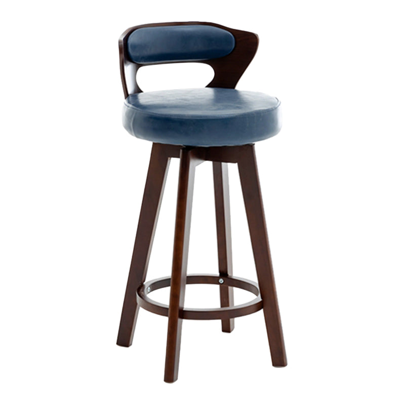 Contemporary Counter Round Bar Stool Armless Wood Bar Stool with Footrest Dark Brown Blue 1 Piece Clearhalo 'Bar Furniture' 'Bar Stools' 'bar_stools' 'furn' 'furn_bar_stools' 'furniture_bar_stools' 'Kitchen & Dining Furniture' 'kitchen&dining_furn' 'kitchen' 'kitchen_furn' Furniture' 4296710