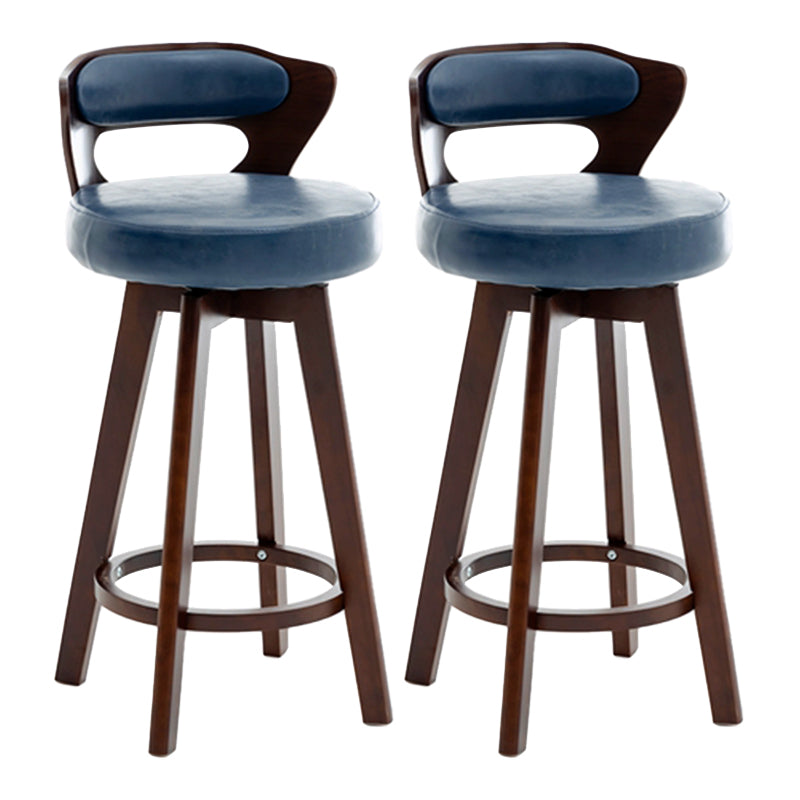Contemporary Counter Round Bar Stool Armless Wood Bar Stool with Footrest Dark Brown Blue 2 Piece Set Clearhalo 'Bar Furniture' 'Bar Stools' 'bar_stools' 'furn' 'furn_bar_stools' 'furniture_bar_stools' 'Kitchen & Dining Furniture' 'kitchen&dining_furn' 'kitchen' 'kitchen_furn' Furniture' 4296711