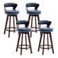 Contemporary Counter Round Bar Stool Armless Wood Bar Stool with Footrest Dark Brown Blue 4 Piece Set Clearhalo 'Bar Furniture' 'Bar Stools' 'bar_stools' 'furn' 'furn_bar_stools' 'furniture_bar_stools' 'Kitchen & Dining Furniture' 'kitchen&dining_furn' 'kitchen' 'kitchen_furn' Furniture' 4296712