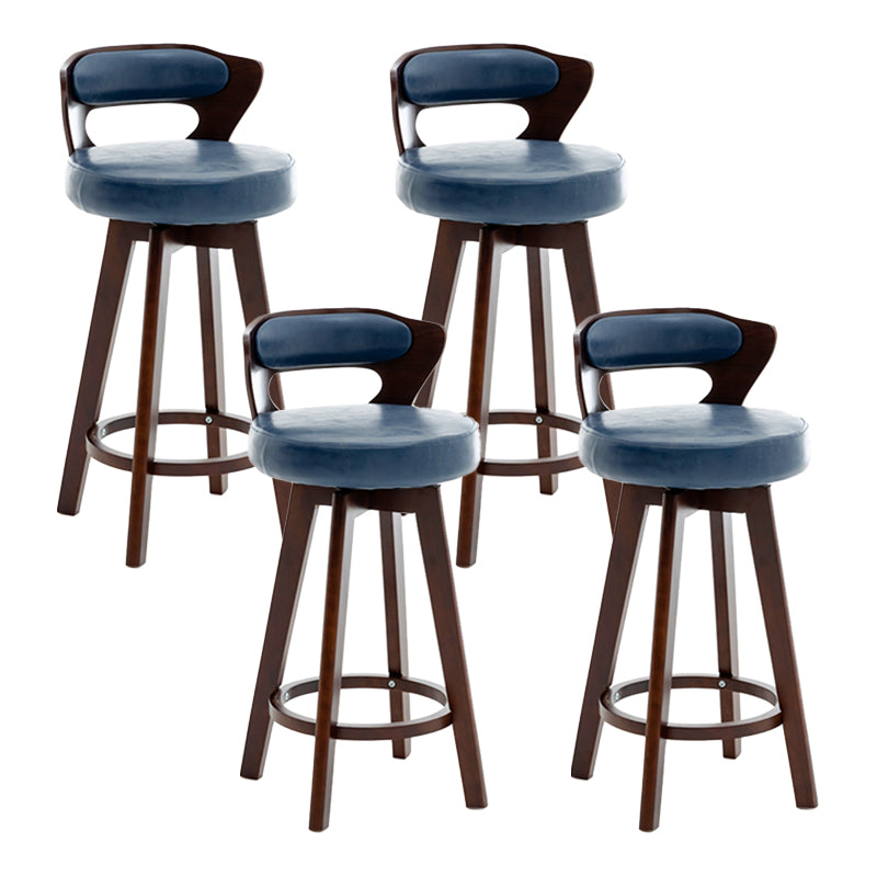 Contemporary Counter Round Bar Stool Armless Wood Bar Stool with Footrest Dark Brown Blue 4 Piece Set Clearhalo 'Bar Furniture' 'Bar Stools' 'bar_stools' 'furn' 'furn_bar_stools' 'furniture_bar_stools' 'Kitchen & Dining Furniture' 'kitchen&dining_furn' 'kitchen' 'kitchen_furn' Furniture' 4296712