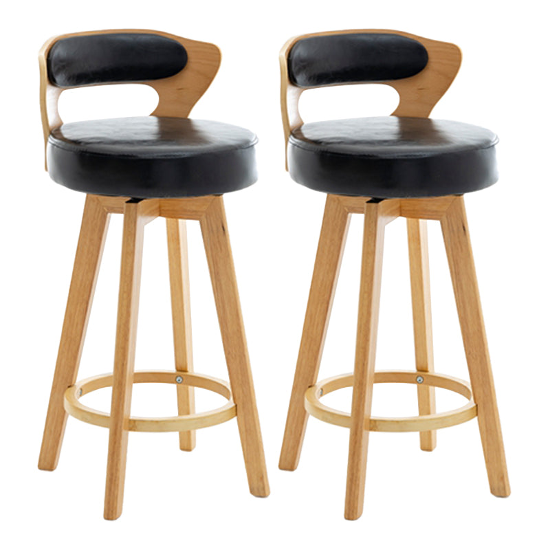 Contemporary Counter Round Bar Stool Armless Wood Bar Stool with Footrest Wood Black 2 Piece Set Clearhalo 'Bar Furniture' 'Bar Stools' 'bar_stools' 'furn' 'furn_bar_stools' 'furniture_bar_stools' 'Kitchen & Dining Furniture' 'kitchen&dining_furn' 'kitchen' 'kitchen_furn' Furniture' 4296720