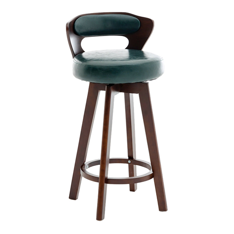 Contemporary Counter Round Bar Stool Armless Wood Bar Stool with Footrest Dark Brown Green 1 Piece Clearhalo 'Bar Furniture' 'Bar Stools' 'bar_stools' 'furn' 'furn_bar_stools' 'furniture_bar_stools' 'Kitchen & Dining Furniture' 'kitchen&dining_furn' 'kitchen' 'kitchen_furn' Furniture' 4296725