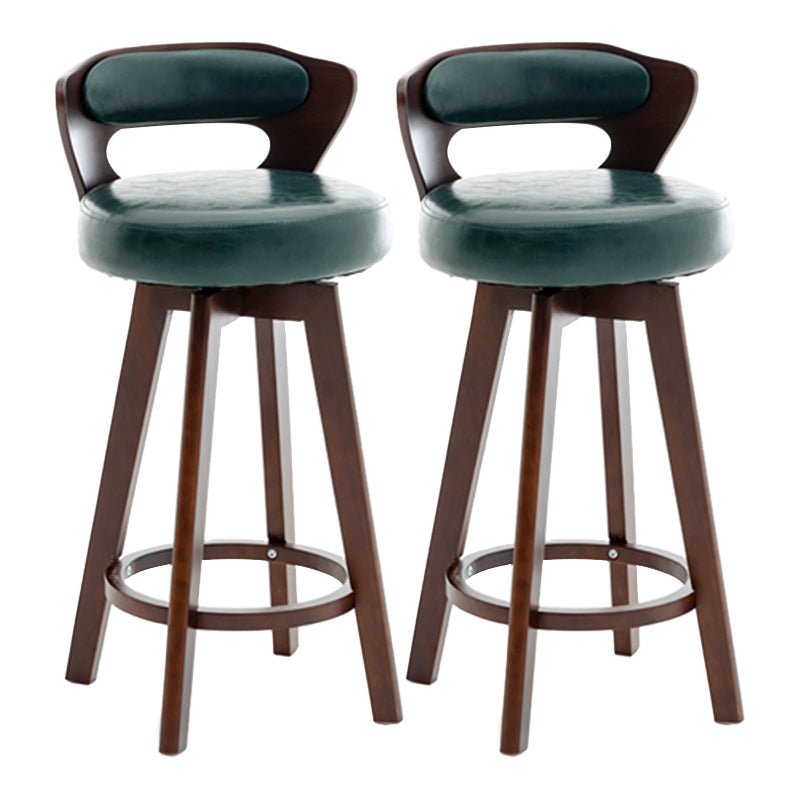 Contemporary Counter Round Bar Stool Armless Wood Bar Stool with Footrest Dark Brown Green 2 Piece Set Clearhalo 'Bar Furniture' 'Bar Stools' 'bar_stools' 'furn' 'furn_bar_stools' 'furniture_bar_stools' 'Kitchen & Dining Furniture' 'kitchen&dining_furn' 'kitchen' 'kitchen_furn' Furniture' 4296726