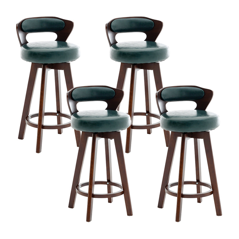 Contemporary Counter Round Bar Stool Armless Wood Bar Stool with Footrest Dark Brown Green 4 Piece Set Clearhalo 'Bar Furniture' 'Bar Stools' 'bar_stools' 'furn' 'furn_bar_stools' 'furniture_bar_stools' 'Kitchen & Dining Furniture' 'kitchen&dining_furn' 'kitchen' 'kitchen_furn' Furniture' 4296727