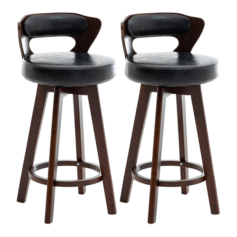 Contemporary Counter Round Bar Stool Armless Wood Bar Stool with Footrest Dark Brown Black 2 Piece Set Clearhalo 'Bar Furniture' 'Bar Stools' 'bar_stools' 'furn' 'furn_bar_stools' 'furniture_bar_stools' 'Kitchen & Dining Furniture' 'kitchen&dining_furn' 'kitchen' 'kitchen_furn' Furniture' 4296729