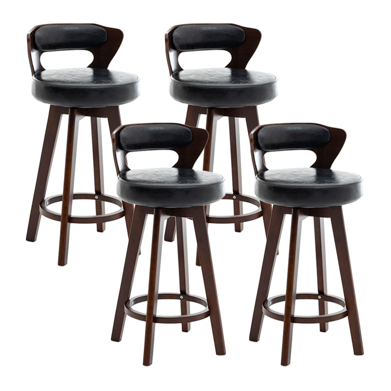 Contemporary Counter Round Bar Stool Armless Wood Bar Stool with Footrest Dark Brown Black 4 Piece Set Clearhalo 'Bar Furniture' 'Bar Stools' 'bar_stools' 'furn' 'furn_bar_stools' 'furniture_bar_stools' 'Kitchen & Dining Furniture' 'kitchen&dining_furn' 'kitchen' 'kitchen_furn' Furniture' 4296730