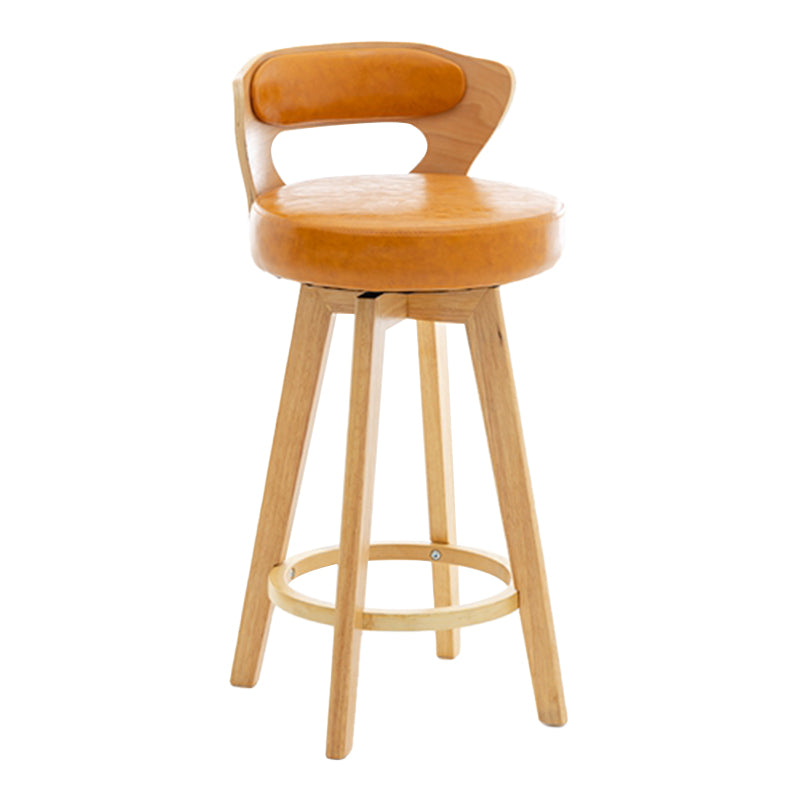 Contemporary Counter Round Bar Stool Armless Wood Bar Stool with Footrest Wood Orange 1 Piece Clearhalo 'Bar Furniture' 'Bar Stools' 'bar_stools' 'furn' 'furn_bar_stools' 'furniture_bar_stools' 'Kitchen & Dining Furniture' 'kitchen&dining_furn' 'kitchen' 'kitchen_furn' Furniture' 4296731