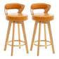 Contemporary Counter Round Bar Stool Armless Wood Bar Stool with Footrest Wood Orange 2 Piece Set Clearhalo 'Bar Furniture' 'Bar Stools' 'bar_stools' 'furn' 'furn_bar_stools' 'furniture_bar_stools' 'Kitchen & Dining Furniture' 'kitchen&dining_furn' 'kitchen' 'kitchen_furn' Furniture' 4296732