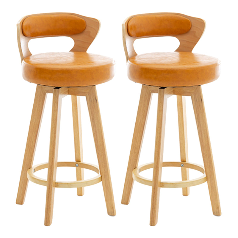 Contemporary Counter Round Bar Stool Armless Wood Bar Stool with Footrest Wood Orange 2 Piece Set Clearhalo 'Bar Furniture' 'Bar Stools' 'bar_stools' 'furn' 'furn_bar_stools' 'furniture_bar_stools' 'Kitchen & Dining Furniture' 'kitchen&dining_furn' 'kitchen' 'kitchen_furn' Furniture' 4296732