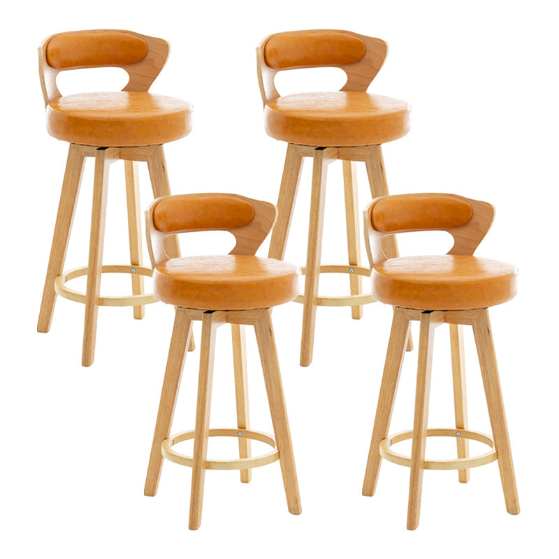 Contemporary Counter Round Bar Stool Armless Wood Bar Stool with Footrest Wood Orange 4 Piece Set Clearhalo 'Bar Furniture' 'Bar Stools' 'bar_stools' 'furn' 'furn_bar_stools' 'furniture_bar_stools' 'Kitchen & Dining Furniture' 'kitchen&dining_furn' 'kitchen' 'kitchen_furn' Furniture' 4296733