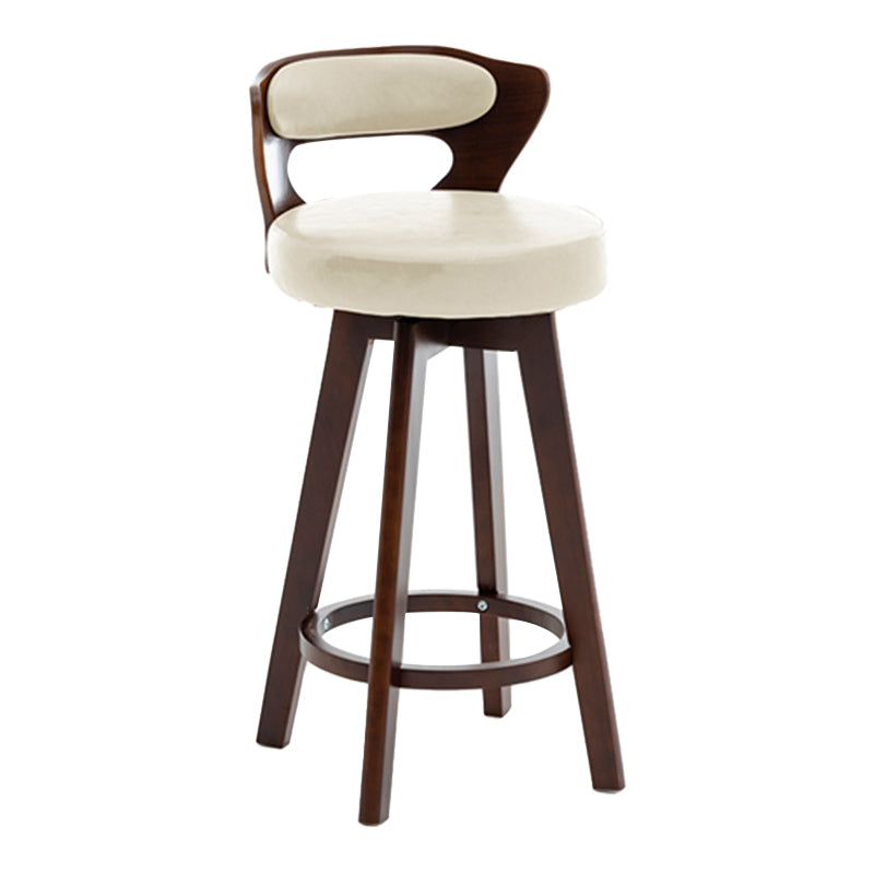 Contemporary Counter Round Bar Stool Armless Wood Bar Stool with Footrest Dark Brown Beige 1 Piece Clearhalo 'Bar Furniture' 'Bar Stools' 'bar_stools' 'furn' 'furn_bar_stools' 'furniture_bar_stools' 'Kitchen & Dining Furniture' 'kitchen&dining_furn' 'kitchen' 'kitchen_furn' Furniture' 4296734