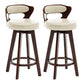 Contemporary Counter Round Bar Stool Armless Wood Bar Stool with Footrest Dark Brown Beige 2 Piece Set Clearhalo 'Bar Furniture' 'Bar Stools' 'bar_stools' 'furn' 'furn_bar_stools' 'furniture_bar_stools' 'Kitchen & Dining Furniture' 'kitchen&dining_furn' 'kitchen' 'kitchen_furn' Furniture' 4296735