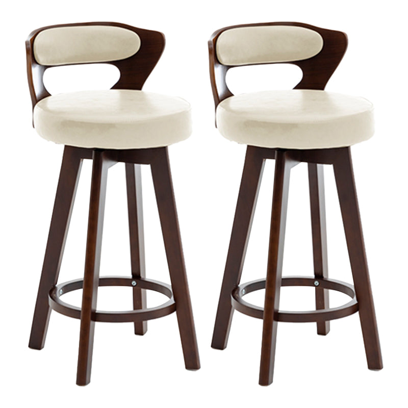 Contemporary Counter Round Bar Stool Armless Wood Bar Stool with Footrest Dark Brown Beige 2 Piece Set Clearhalo 'Bar Furniture' 'Bar Stools' 'bar_stools' 'furn' 'furn_bar_stools' 'furniture_bar_stools' 'Kitchen & Dining Furniture' 'kitchen&dining_furn' 'kitchen' 'kitchen_furn' Furniture' 4296735
