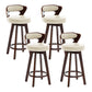 Contemporary Counter Round Bar Stool Armless Wood Bar Stool with Footrest Dark Brown Beige 4 Piece Set Clearhalo 'Bar Furniture' 'Bar Stools' 'bar_stools' 'furn' 'furn_bar_stools' 'furniture_bar_stools' 'Kitchen & Dining Furniture' 'kitchen&dining_furn' 'kitchen' 'kitchen_furn' Furniture' 4296736