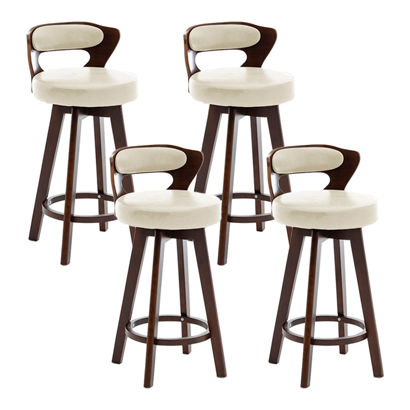 Contemporary Counter Round Bar Stool Armless Wood Bar Stool with Footrest Dark Brown Beige 4 Piece Set Clearhalo 'Bar Furniture' 'Bar Stools' 'bar_stools' 'furn' 'furn_bar_stools' 'furniture_bar_stools' 'Kitchen & Dining Furniture' 'kitchen&dining_furn' 'kitchen' 'kitchen_furn' Furniture' 4296736