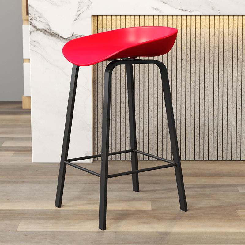 Modern Footrest Low Back Bar Stool Plastic Indoor Bucket Counter-height Stool Red 1 Piece Clearhalo 'Bar Furniture' 'Bar Stools' 'bar_stools' 'furn' 'furn_bar_stools' 'furniture_bar_stools' 'Kitchen & Dining Furniture' 'kitchen&dining_furn' 'kitchen' 'kitchen_furn' Furniture' 4296739