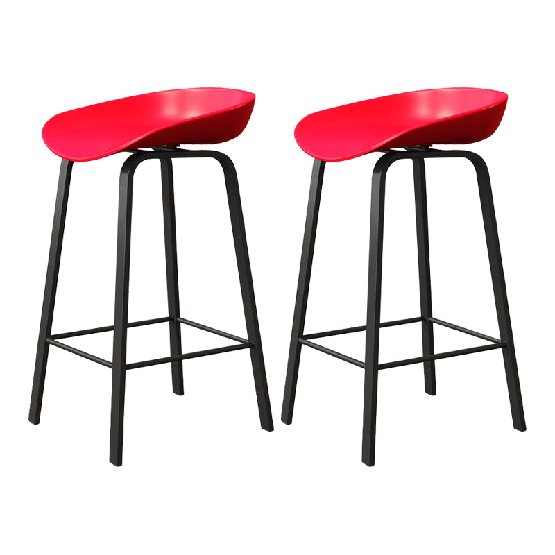 Modern Footrest Low Back Bar Stool Plastic Indoor Bucket Counter-height Stool Red 2 Piece Set Clearhalo 'Bar Furniture' 'Bar Stools' 'bar_stools' 'furn' 'furn_bar_stools' 'furniture_bar_stools' 'Kitchen & Dining Furniture' 'kitchen&dining_furn' 'kitchen' 'kitchen_furn' Furniture' 4296741