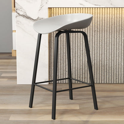 Modern Footrest Low Back Bar Stool Plastic Indoor Bucket Counter-height Stool Gray 1 Piece Clearhalo 'Bar Furniture' 'Bar Stools' 'bar_stools' 'furn' 'furn_bar_stools' 'furniture_bar_stools' 'Kitchen & Dining Furniture' 'kitchen&dining_furn' 'kitchen' 'kitchen_furn' Furniture' 4296744