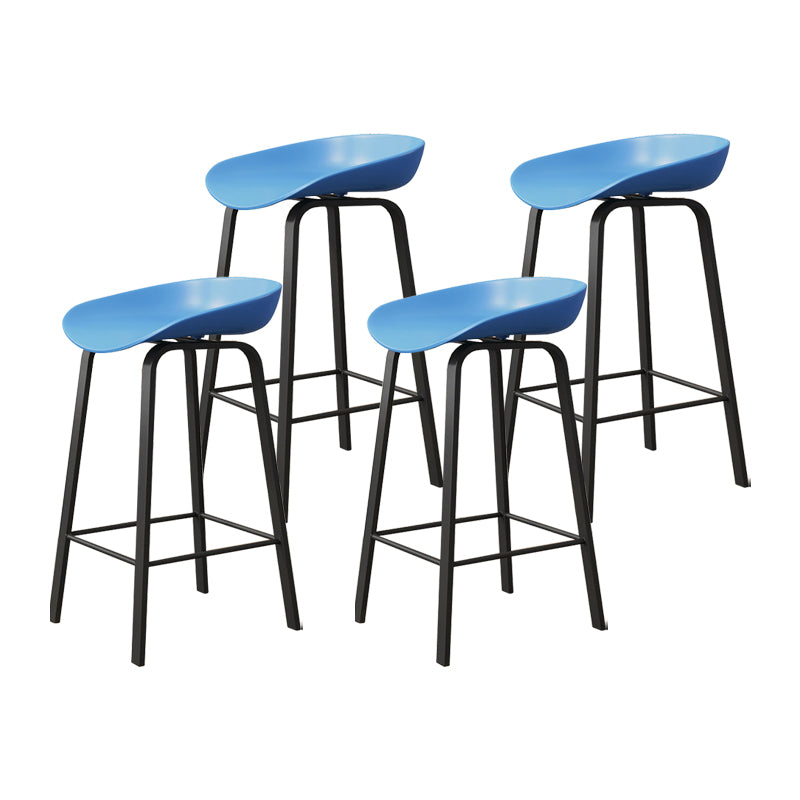 Modern Footrest Low Back Bar Stool Plastic Indoor Bucket Counter-height Stool Blue 4 Piece Set Clearhalo 'Bar Furniture' 'Bar Stools' 'bar_stools' 'furn' 'furn_bar_stools' 'furniture_bar_stools' 'Kitchen & Dining Furniture' 'kitchen&dining_furn' 'kitchen' 'kitchen_furn' Furniture' 4296752