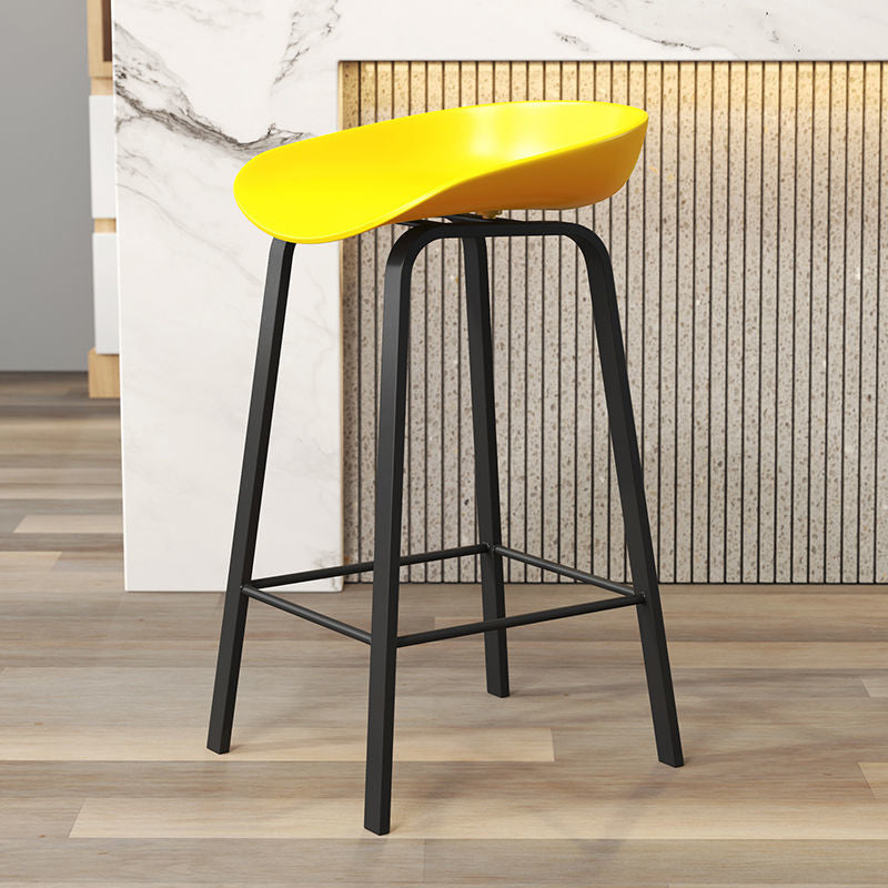 Modern Footrest Low Back Bar Stool Plastic Indoor Bucket Counter-height Stool Yellow 1 Piece Clearhalo 'Bar Furniture' 'Bar Stools' 'bar_stools' 'furn' 'furn_bar_stools' 'furniture_bar_stools' 'Kitchen & Dining Furniture' 'kitchen&dining_furn' 'kitchen' 'kitchen_furn' Furniture' 4296753