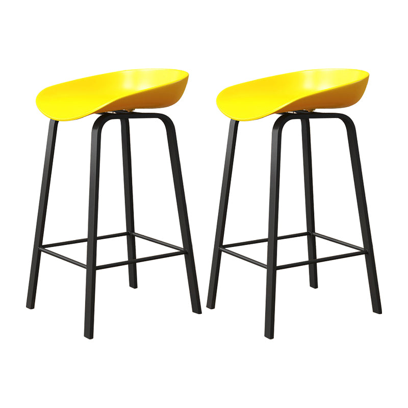 Modern Footrest Low Back Bar Stool Plastic Indoor Bucket Counter-height Stool Yellow 2 Piece Set Clearhalo 'Bar Furniture' 'Bar Stools' 'bar_stools' 'furn' 'furn_bar_stools' 'furniture_bar_stools' 'Kitchen & Dining Furniture' 'kitchen&dining_furn' 'kitchen' 'kitchen_furn' Furniture' 4296754