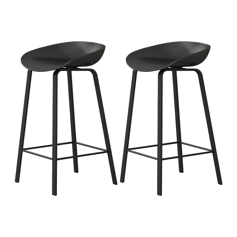 Modern Footrest Low Back Bar Stool Plastic Indoor Bucket Counter-height Stool Black 2 Piece Set Clearhalo 'Bar Furniture' 'Bar Stools' 'bar_stools' 'furn' 'furn_bar_stools' 'furniture_bar_stools' 'Kitchen & Dining Furniture' 'kitchen&dining_furn' 'kitchen' 'kitchen_furn' Furniture' 4296757