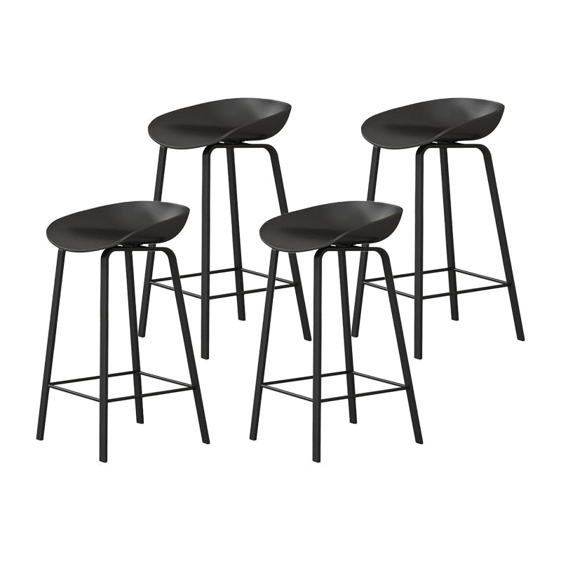 Modern Footrest Low Back Bar Stool Plastic Indoor Bucket Counter-height Stool Black 4 Piece Set Clearhalo 'Bar Furniture' 'Bar Stools' 'bar_stools' 'furn' 'furn_bar_stools' 'furniture_bar_stools' 'Kitchen & Dining Furniture' 'kitchen&dining_furn' 'kitchen' 'kitchen_furn' Furniture' 4296758