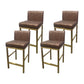 Glam Armless Backrest Counter Stool Stainless Steel Jewelry Store Bar Stool with Cushion Brown Gold 4 Piece Set Clearhalo 'Bar Furniture' 'Bar Stools' 'bar_stools' 'furn' 'furn_bar_stools' 'furniture_bar_stools' 'Kitchen & Dining Furniture' 'kitchen&dining_furn' 'kitchen' 'kitchen_furn' Furniture' 4296774